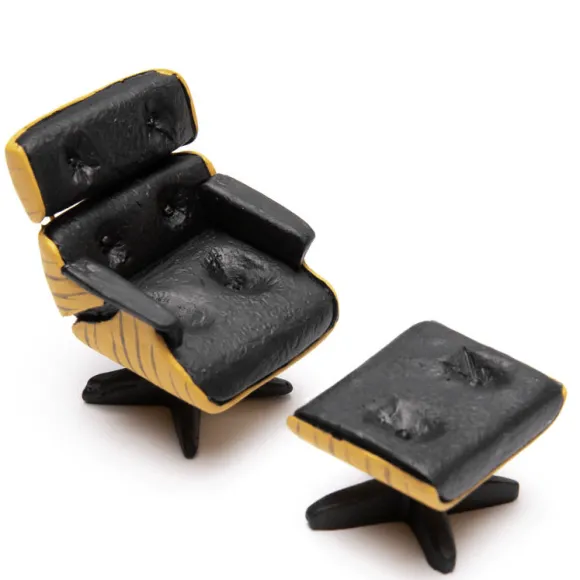 1/24 Scale Dollhouse Miniature Lounge Chair with Ottoman