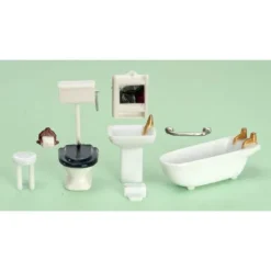 1/48 Scale Dollhouse Miniature 8-Piece Bathroom Set