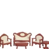 1/24 Scale Mahogany Dollhouse Miniature Living Room Set