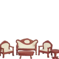 1/24 Scale Mahogany Dollhouse Miniature Living Room Set