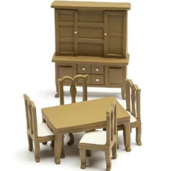 1/24 Scale Walnut Dollhouse Miniature Dining Room Set