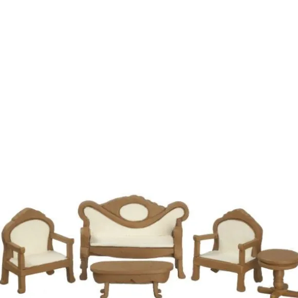 1/24 Scale Walnut Dollhouse Miniature Living Room Set