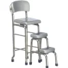 Silver 1950s Dollhouse Miniature Kitchen Step Stool Set