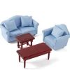 Sky Blue Fabric Dollhouse Miniature Living Room Set