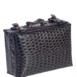 Small Faux Leather Dollhouse Miniature Suitcase