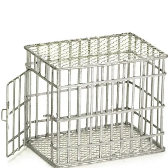 Small Galvanized Dollhouse Miniature Dog Cage