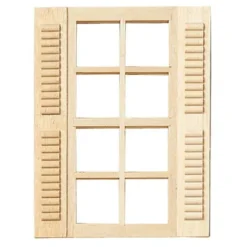 Standard 8-Light Dollhouse Miniature Window with Shutters
