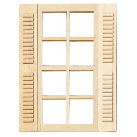 Standard 8-Light Dollhouse Miniature Window with Shutters