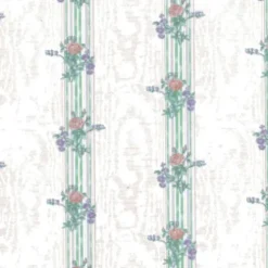Striped Floral Dollhouse Wallpaper