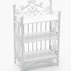 3-Tier White Wire Dollhouse Miniature Bookcase
