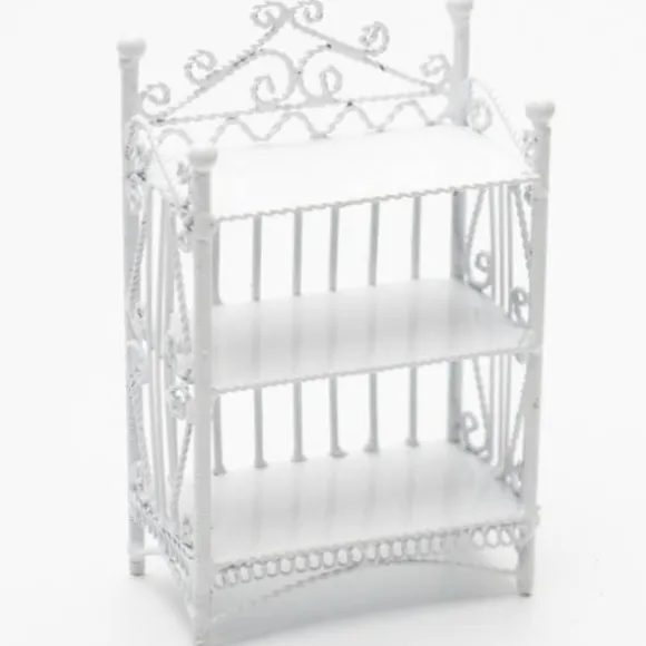 3-Tier White Wire Dollhouse Miniature Bookcase