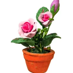 Violet & Pink Pink Dollhouse Miniature Roses in a Pot