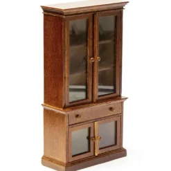 Walnut Dollhouse Miniature Curio Cabinet