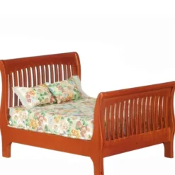 Walnut Dollhouse Miniature Slat Double Bed