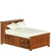 Walnut Dollhouse Miniature Double Bed