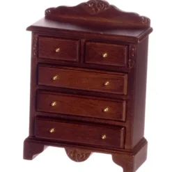 Walnut Dollhouse Miniature Chest of Drawers