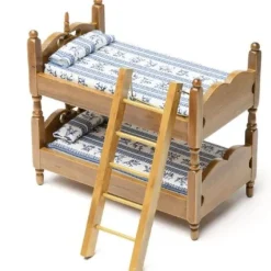 Walnut Dollhouse Miniature Bunk Bed