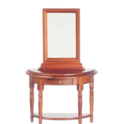 Walnut Dollhouse Miniature Hall Table with Mirror