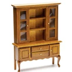 Walnut Dollhouse Miniature China Cabinet