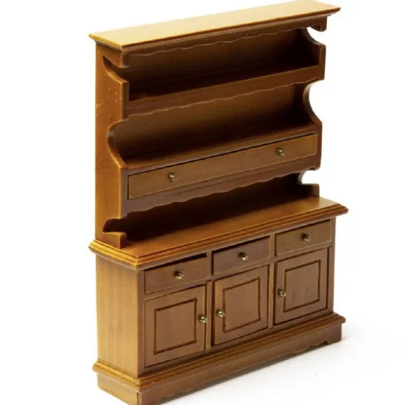 Walnut Dollhouse Miniature Hutch