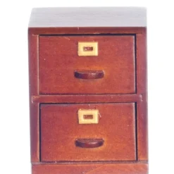 Walnut Dollhouse Miniature 2 Drawer File Cabinet