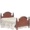 Walnut Dollhouse Miniature Double Bed