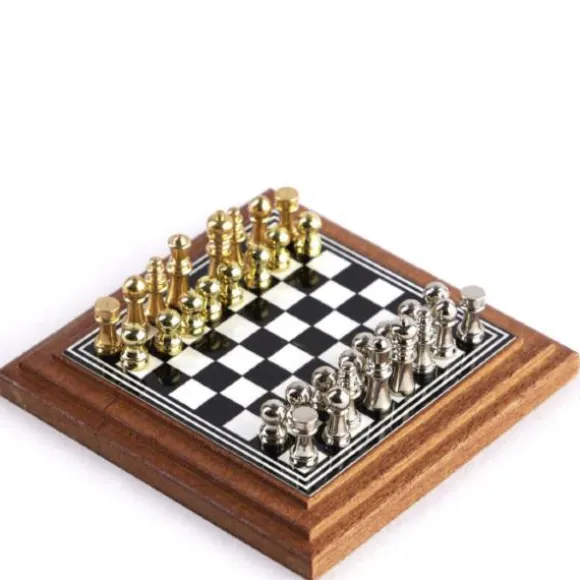 Walnut Dollhouse Miniature Chess Set