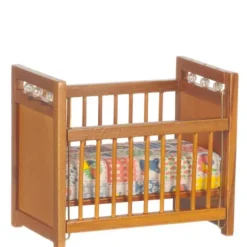 Walnut Dollhouse Miniature Crib