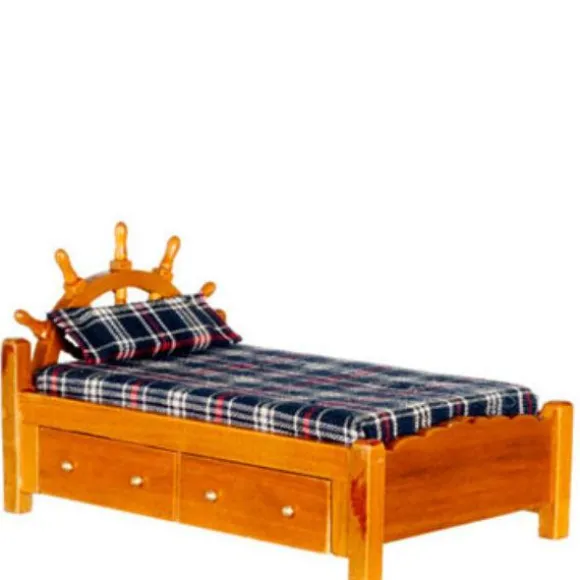Walnut Dollhouse Miniature Nautical Bed