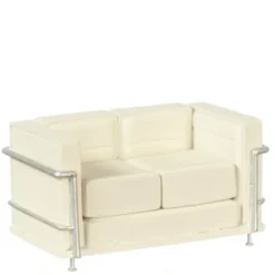 White Art Deco Dollhouse Miniature Sofa