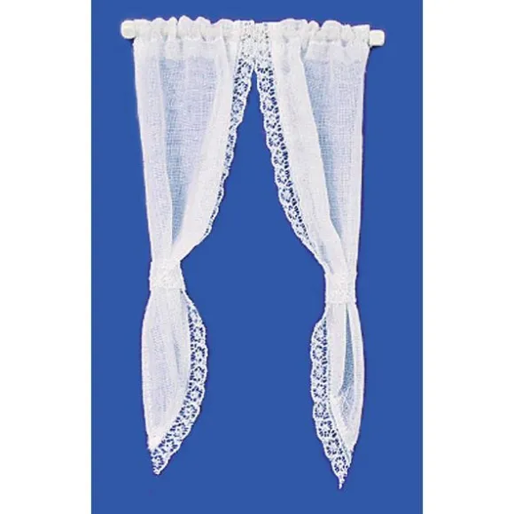 White Demi Tie Back Dollhouse Curtains