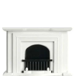 White Dollhouse Miniature Fireplace