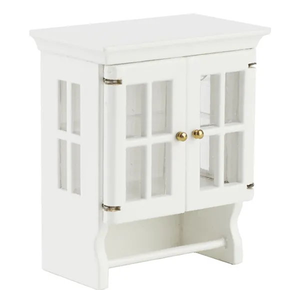 White Dollhouse Miniature Bathroom Wall Cabinet