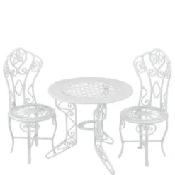 White Dollhouse Miniature Bistro Set