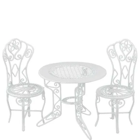 White Dollhouse Miniature Bistro Set