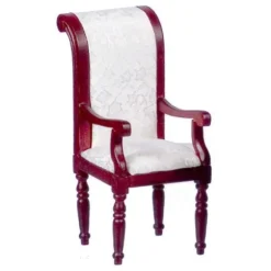 White Dollhouse Miniature Dining Chair with Arms