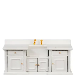 White Dollhouse Miniature Kitchen Sink & Counter