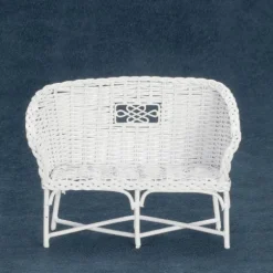 White Dollhouse Miniature Rattan Couch