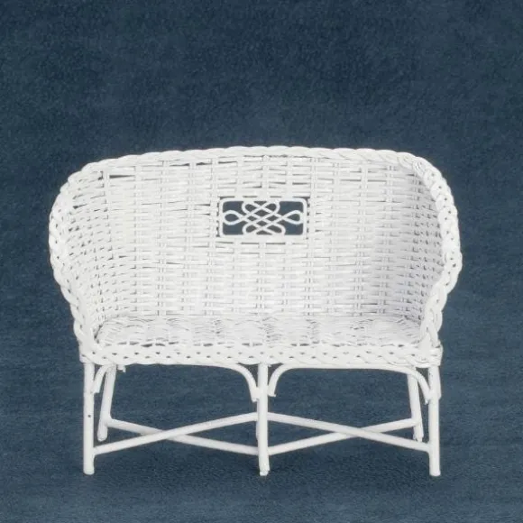White Dollhouse Miniature Rattan Couch