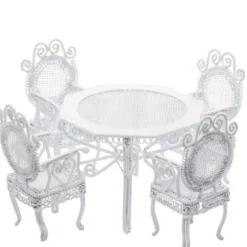White Dollhouse Miniature Tea Table Set
