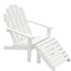 White Dollhouse Miniature Adirondack Chair & Ottoman