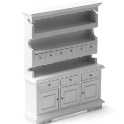 White Dollhouse Miniature Colonial Hutch