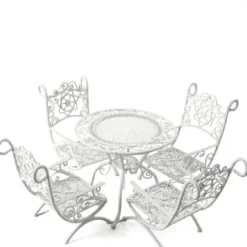 White Dollhouse Miniature Patio Set