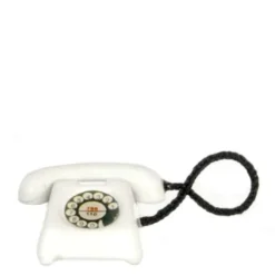White Dollhouse Miniature Rotary Phone