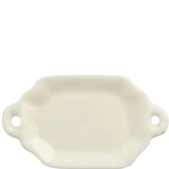 White Dollhouse Miniature Serving Plate with Handles