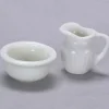 White Dollhouse Miniature Pitcher & Bowl