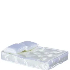 White Dollhouse Miniature Mattress with Pillows