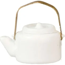 White Dollhouse Miniature Teapot