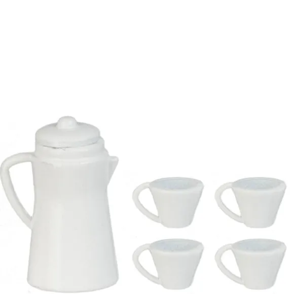 White Dollhouse Miniature Coffee Set