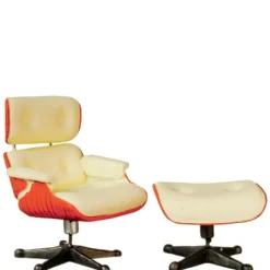 White Eames Dollhouse Miniature Chair & Ottoman